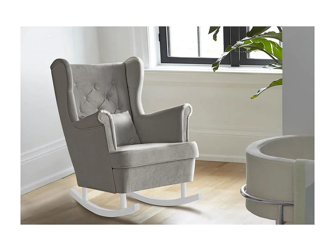 CHAISE DE BOUQUETTE Fabio beige avec pieds blancs