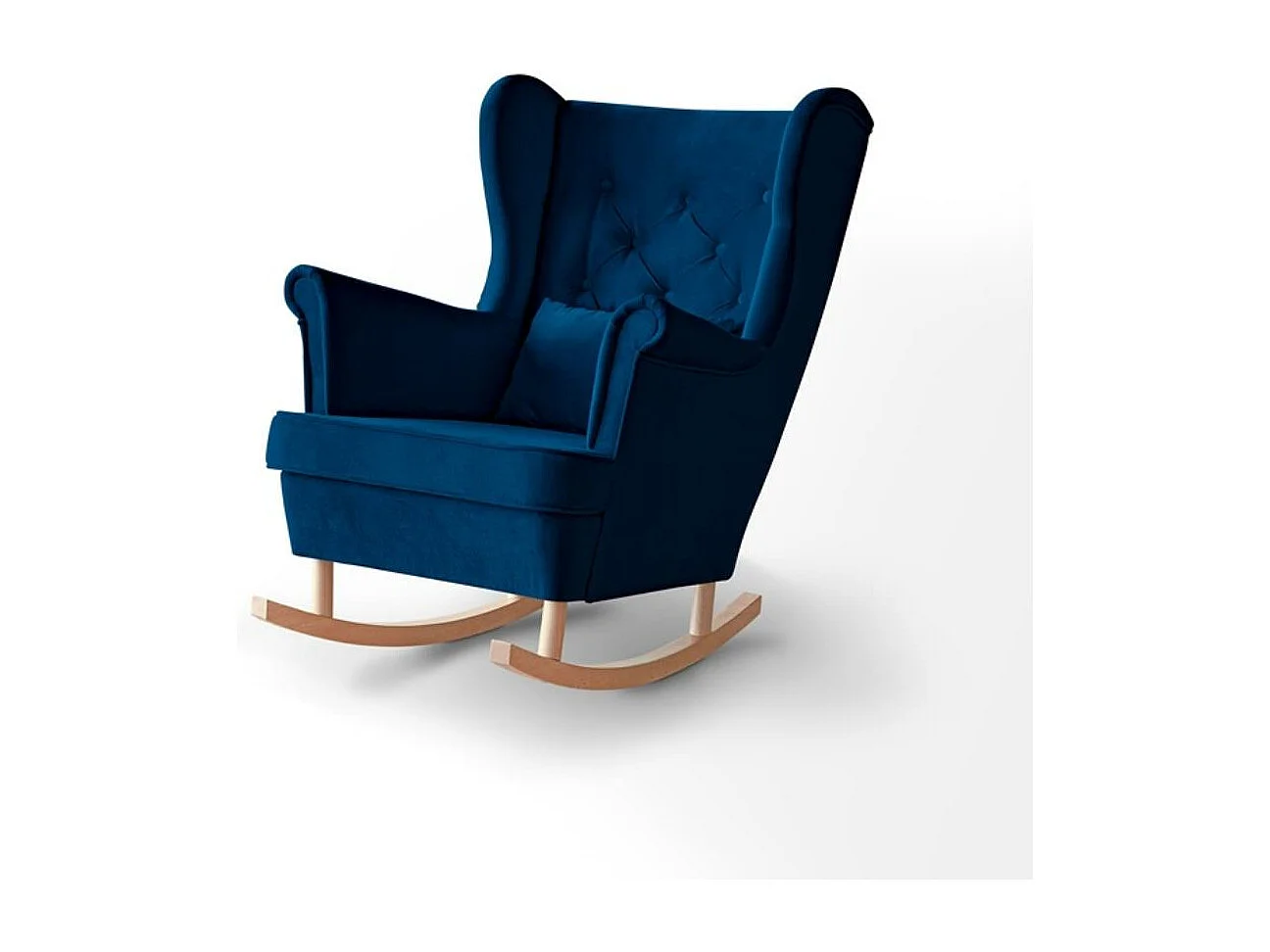 FAUTEUIL DE CHAISE Fabio bleu foncé avec pieds en hêtre