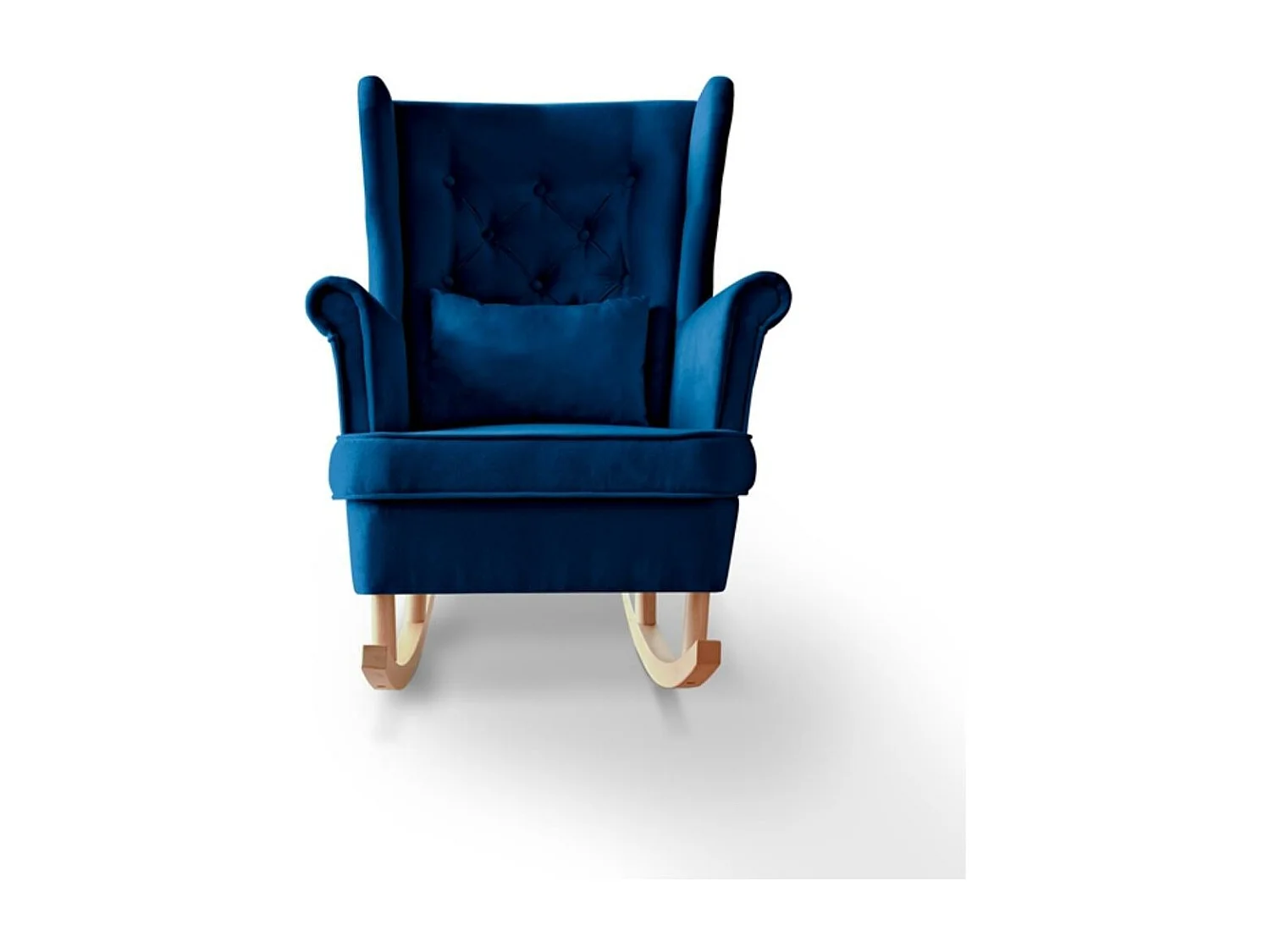 FAUTEUIL DE CHAISE Fabio bleu foncé avec pieds en hêtre
