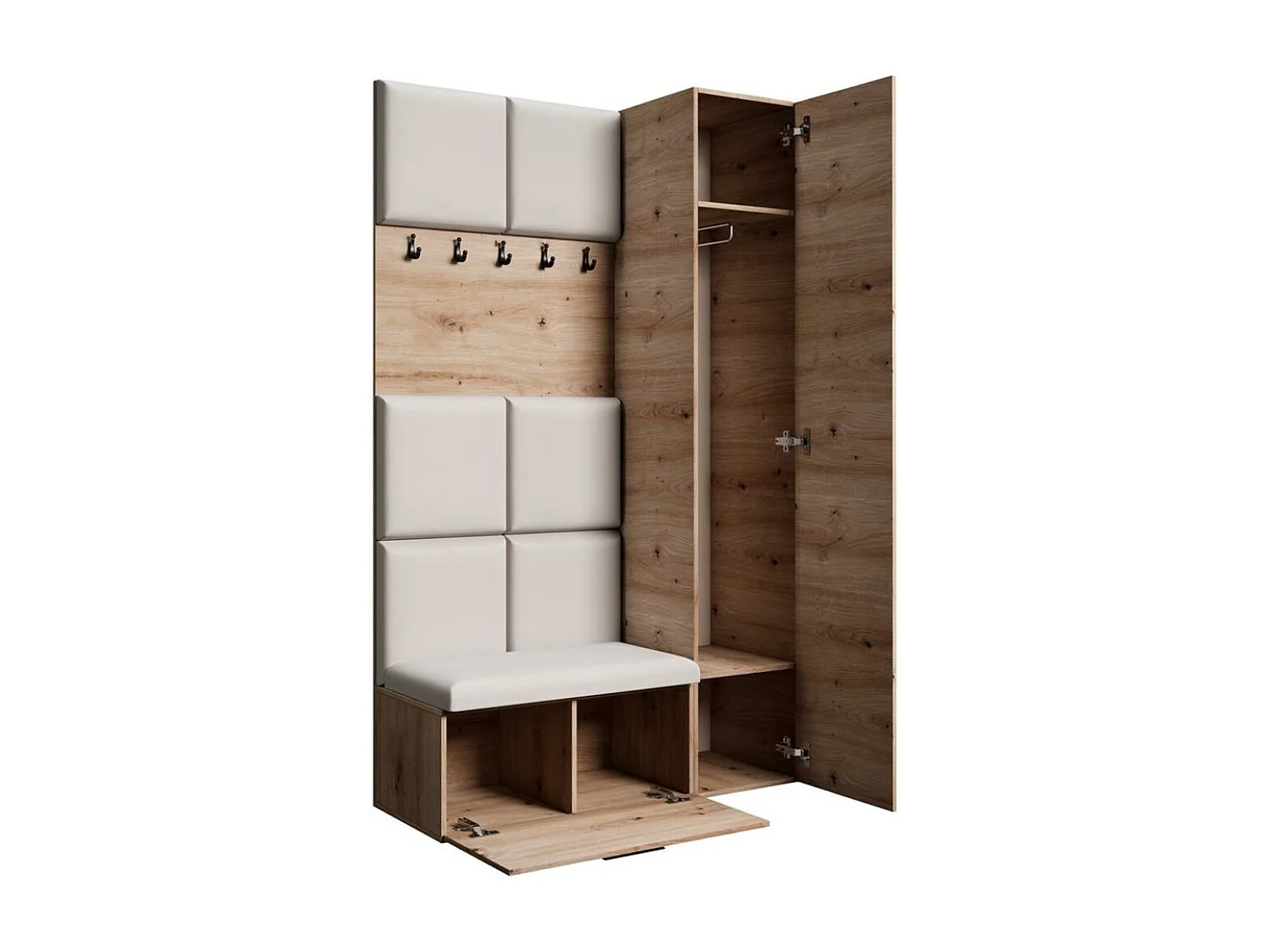 GARDEROBE Margaret I+IV 121/203/43 avec panneaux rembourrés