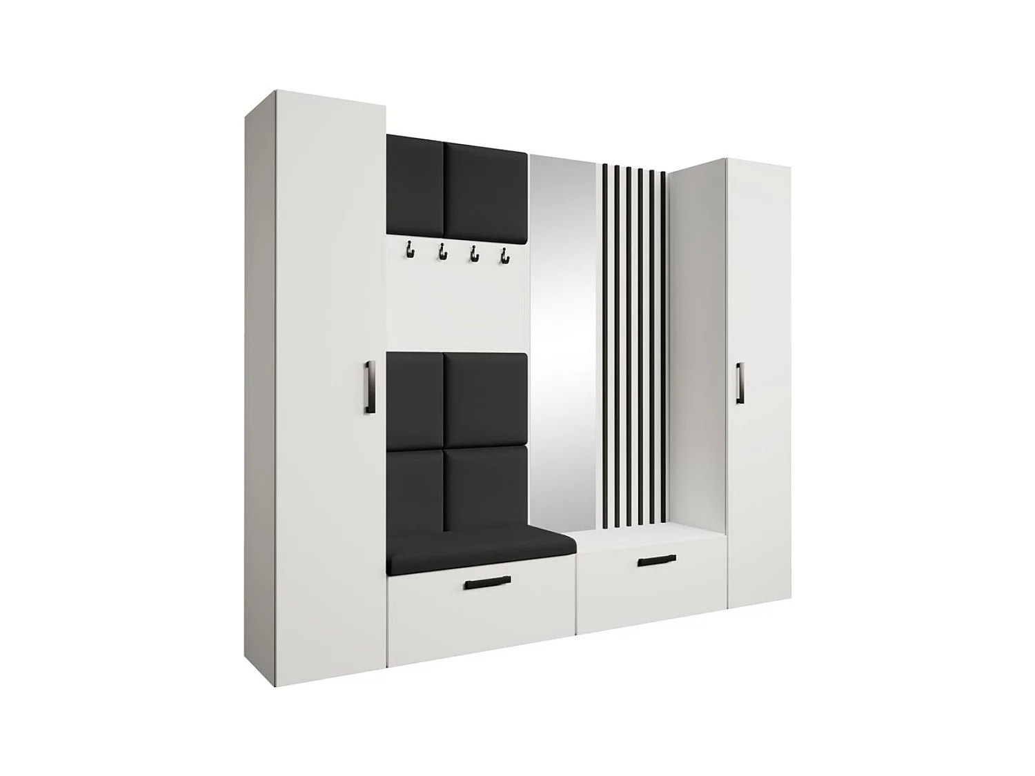 GARDEROBE Margaret XL 242/203/43 mit gepolsterten Paneelen/Lamellen/Spiegel