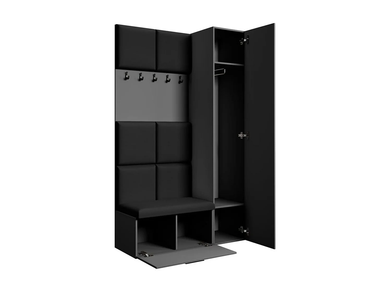 GARDEROBE Margaret I+IV 121/203/43 avec panneaux rembourrés