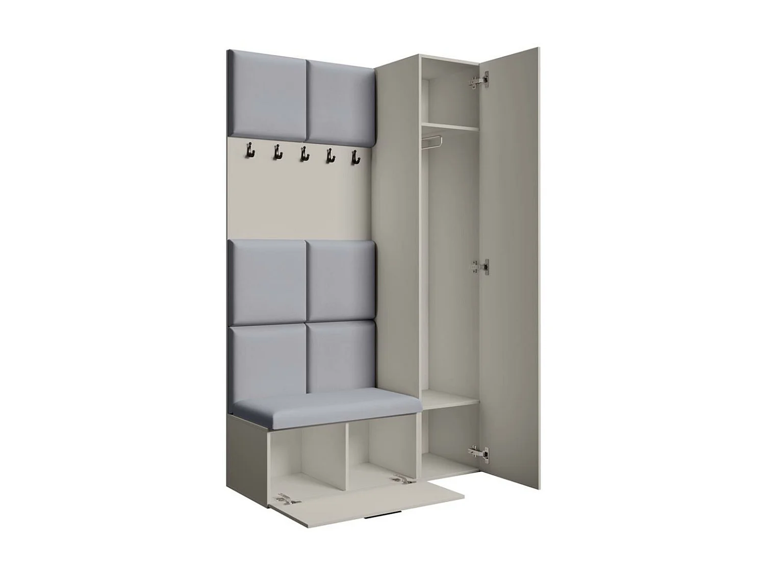 GARDEROBE Margaret I+IV 121/203/43 avec panneaux rembourrés