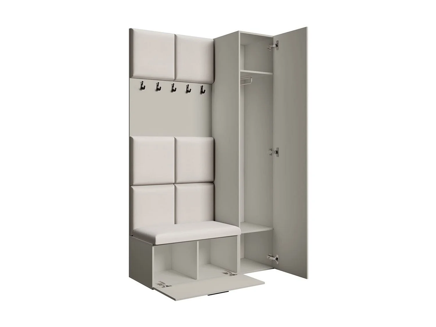 GARDEROBE Margaret I+IV 121/203/43 avec panneaux rembourrés