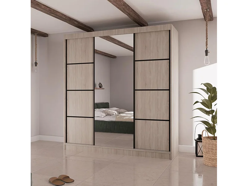 ARMOIRE A PORTES FERMÉES Vilo II 200/61/215 chêne sonoma+noir