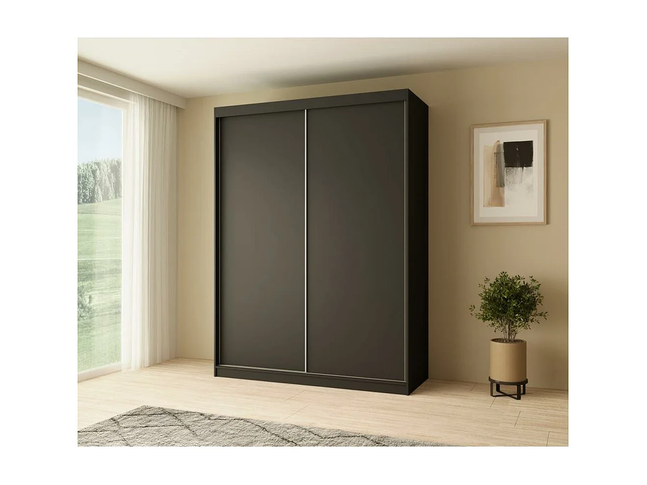 ARMOIRE À PORTES FERMÉES Mario 160/216/61 noir