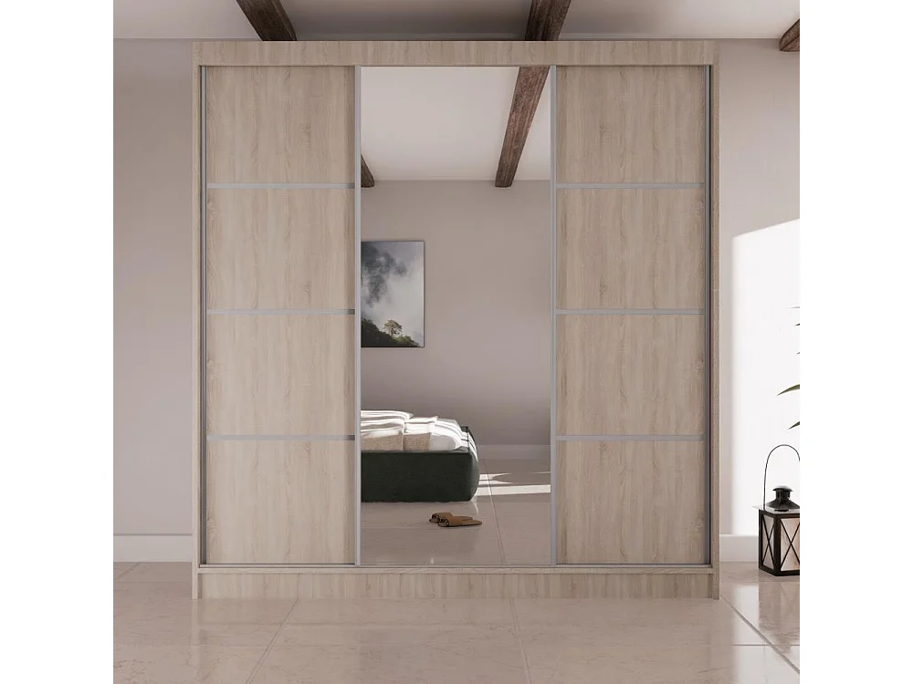 ARMOIRE A PORTES FERMÉES Vilo II 200/61/215 chêne sonoma+argenté