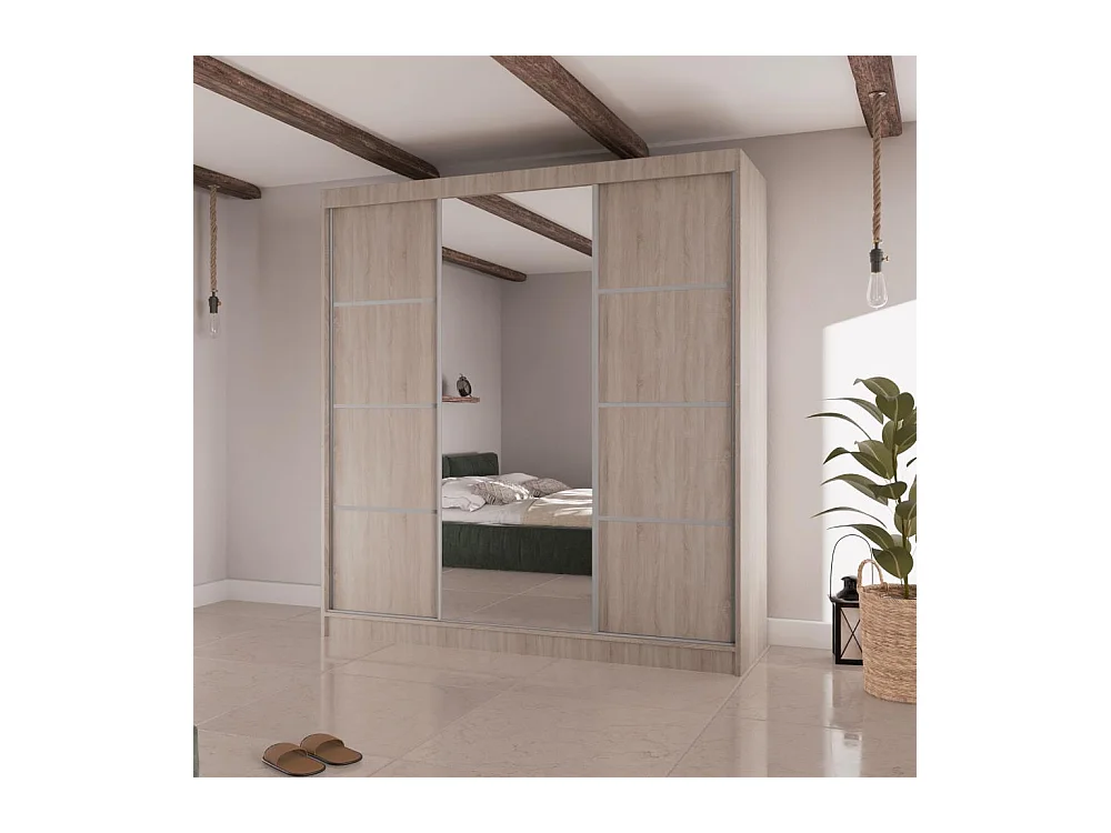 SCHWEBETÜRENSCHRANK Vilo II 200/61/215 eiche sonoma+silber