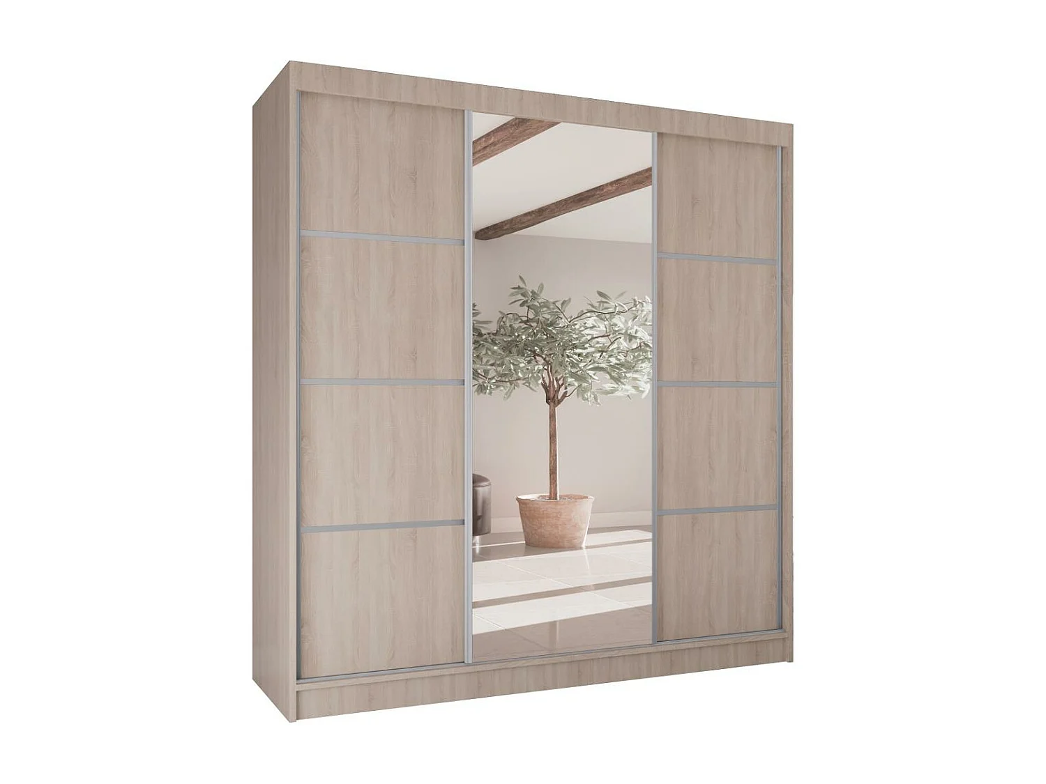 ARMOIRE A PORTES FERMÉES Vilo II 200/61/215 chêne sonoma+argenté