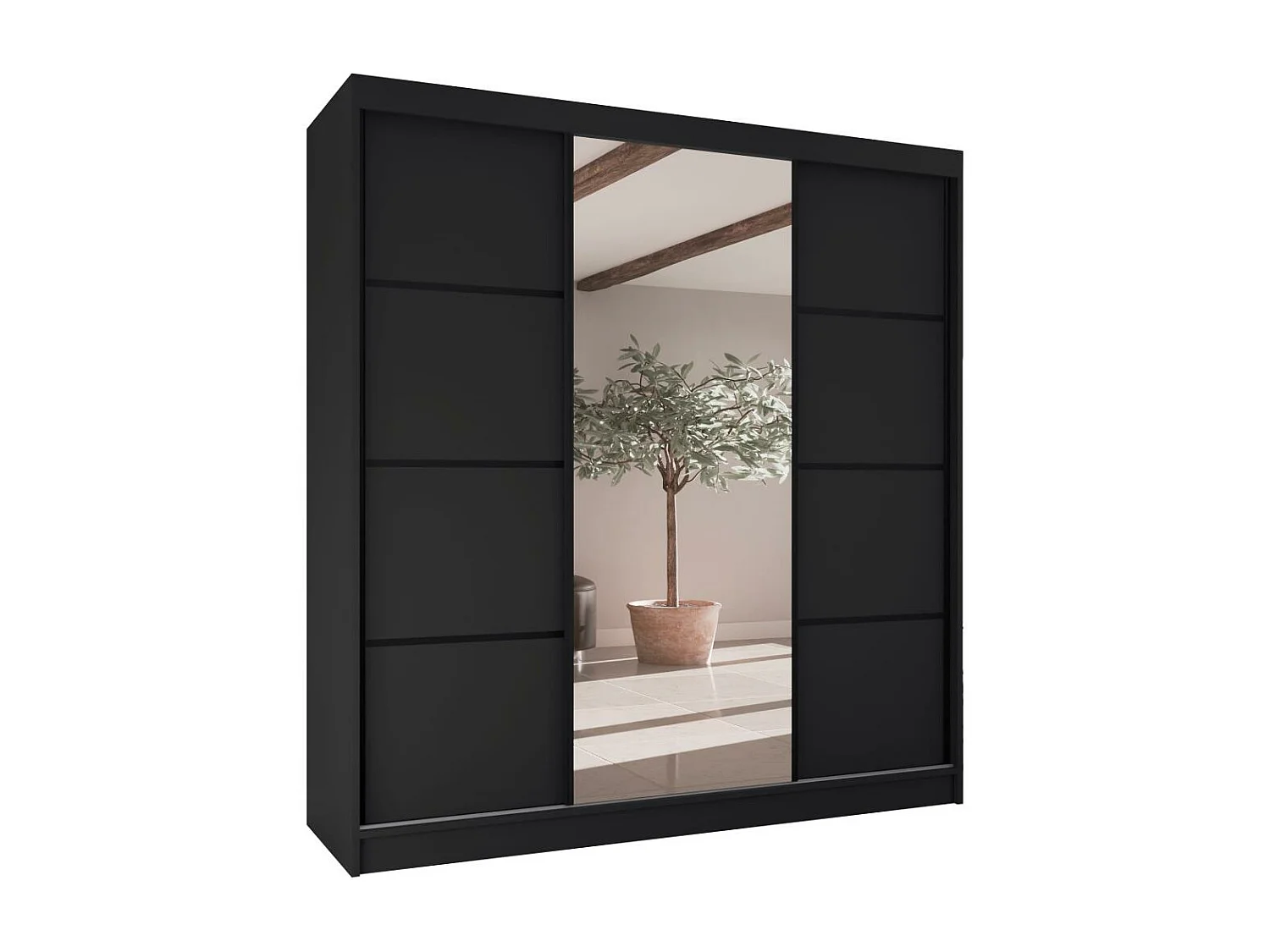 SCHWEBETÜRENSCHRANK Vilo II 200/61/215 schwarz