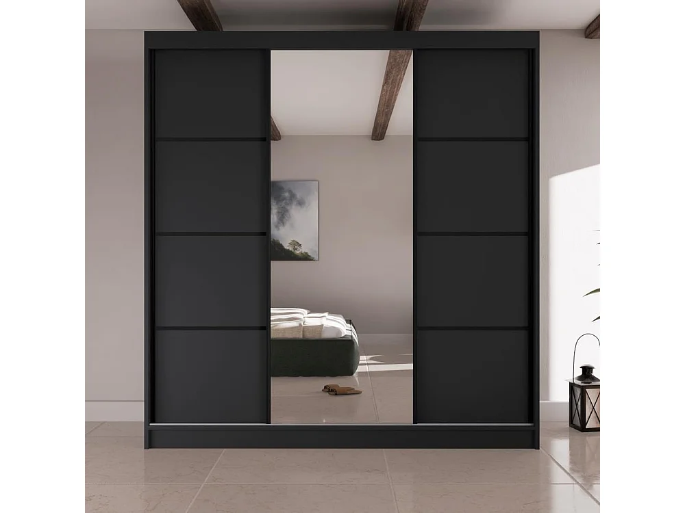 SCHWEBETÜRENSCHRANK Vilo II 200/61/215 schwarz