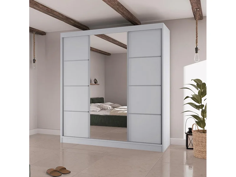 ARMOIRE A PORTES FERMÉES Vilo II 200/61/215 blanc+argenté