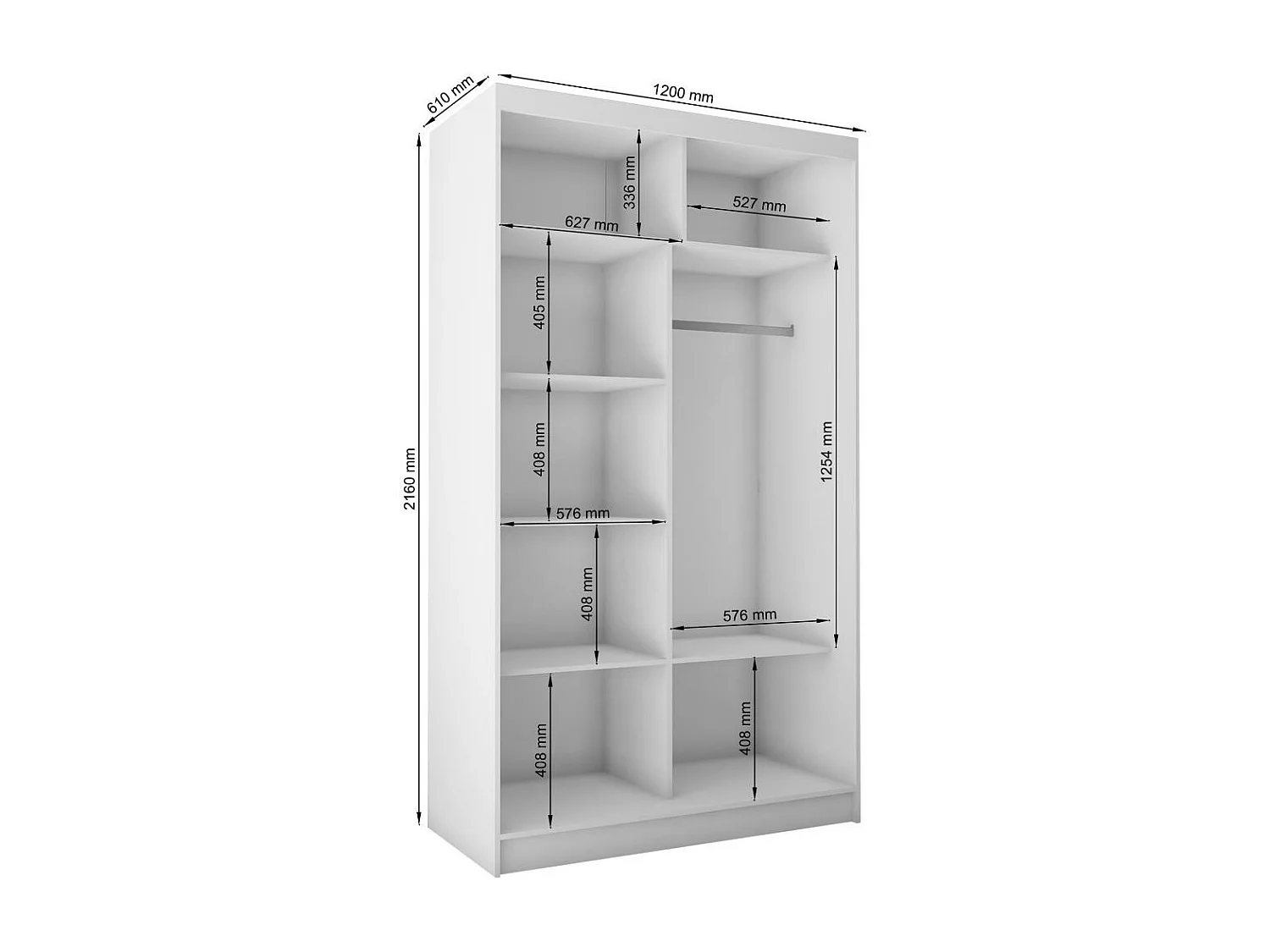 ARMOIRE À PORTES FERMÉES Mario 120/216/61 noir