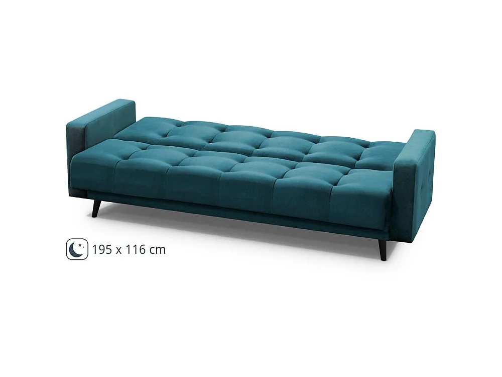 Canapé convertible clic-clac 3 places en tissu bleu ciel NANCY
