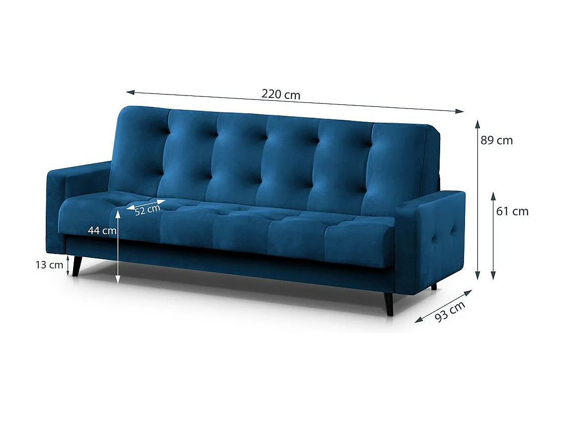 3-zits slaapbank Nancy tot donkerblauw