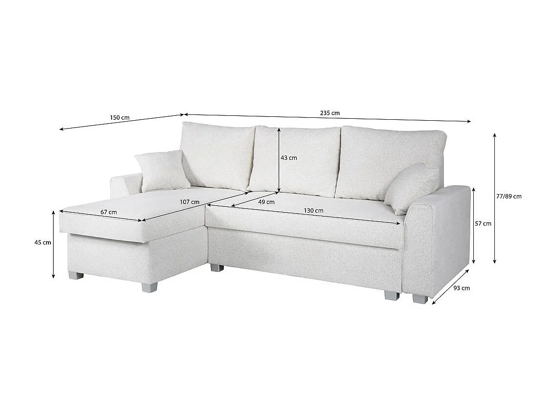 HOEKBANK Teramo lichtbeige