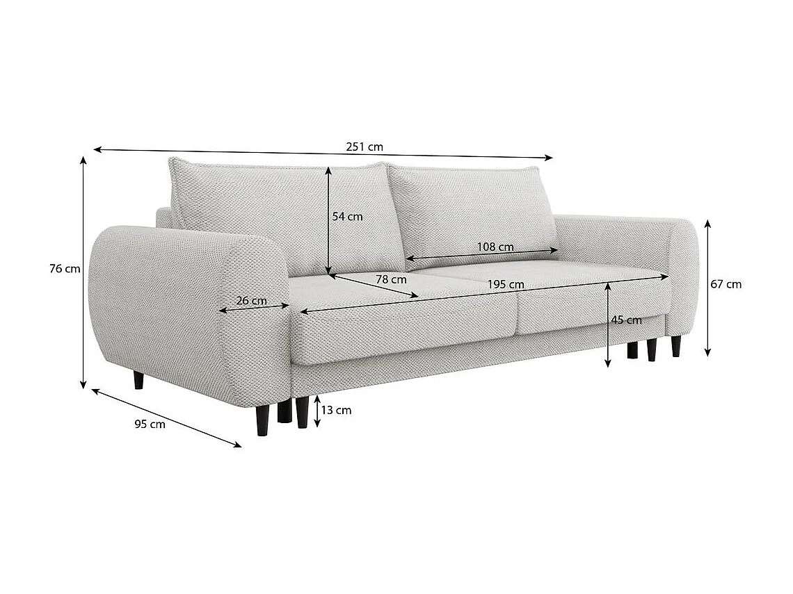 3-SITZER SCHLAFSOFA Cortez schwarz