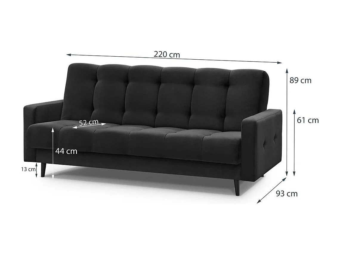 3-SITZER Schlafsofa Nancy Bis schwarz