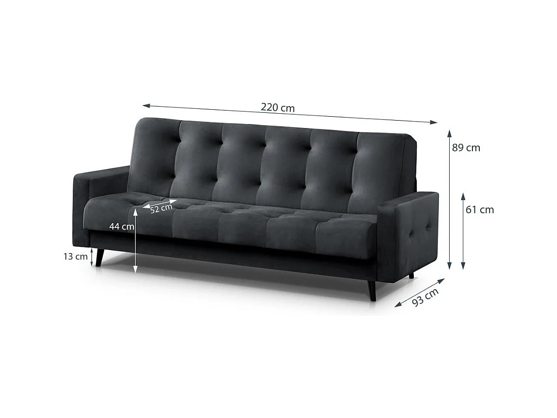 Canapé-lit 3 places Nancy Bis gris foncé