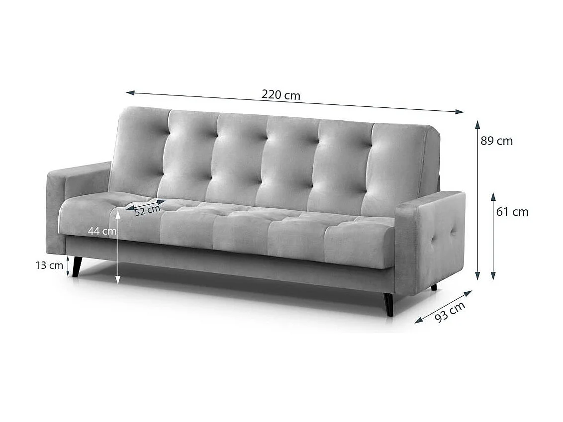 Canapé-lit 3 places Nancy Bis gris clair