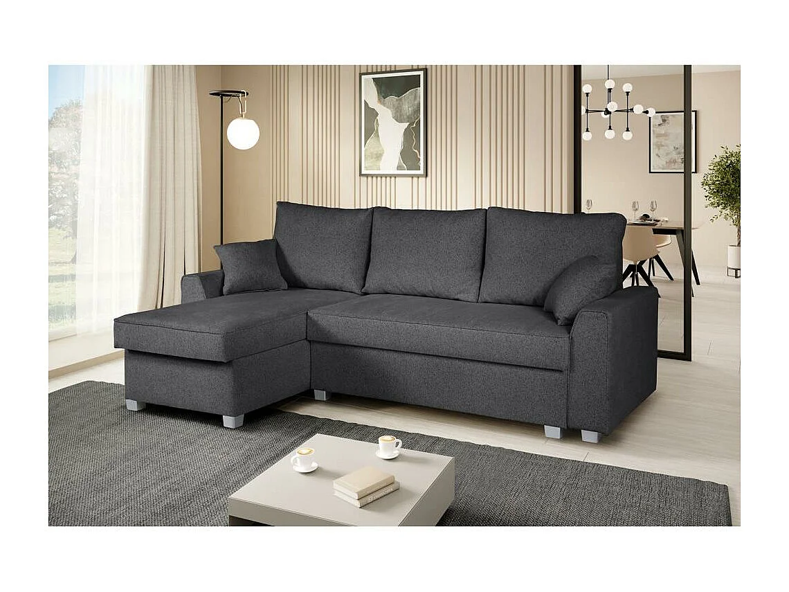 Canapé-lit ECKSCHLAFSOFA Teramo gris foncé