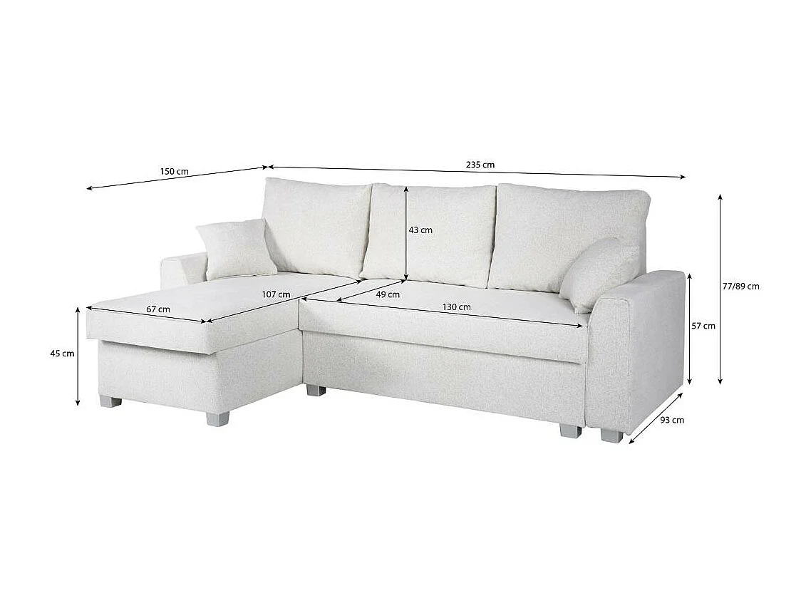 Canapé-lit ECKSCHLAFSOFA Teramo gris foncé