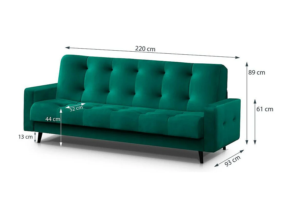 3-zits slaapbank Nancy Bis groen