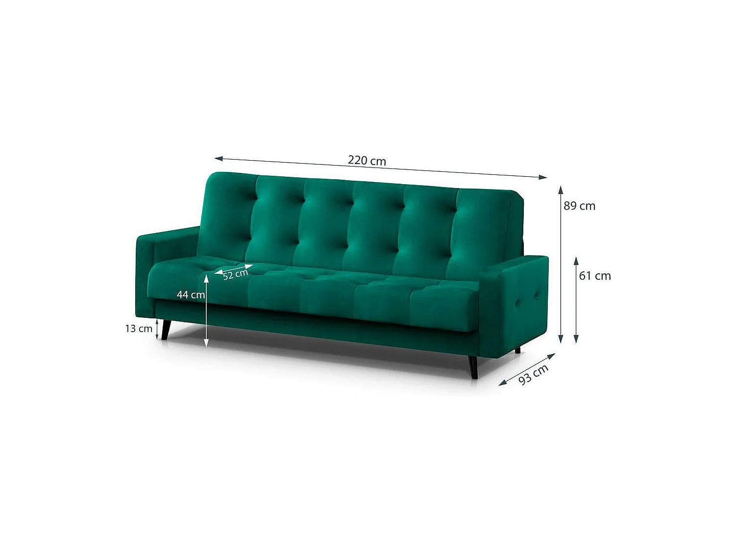 Canapé-lit 3 places Nancy Bis vert