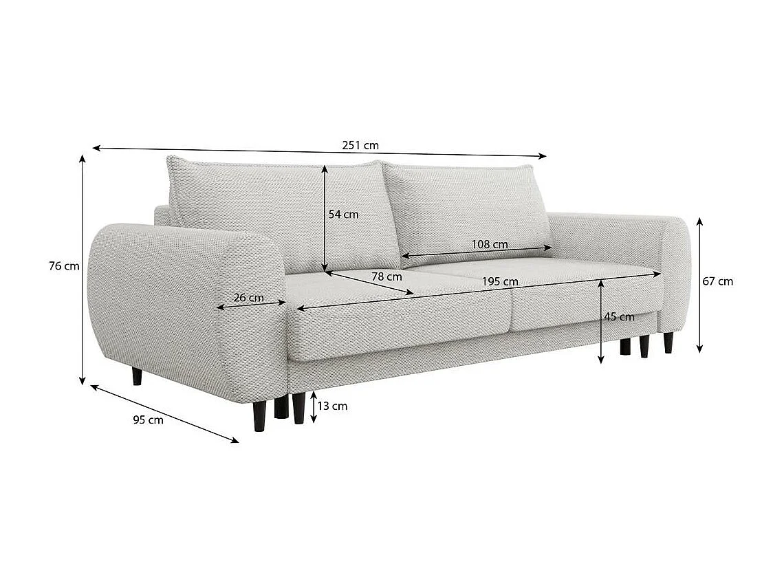 3-SITZER SCHLAFSOFA Cortez hellgrau
