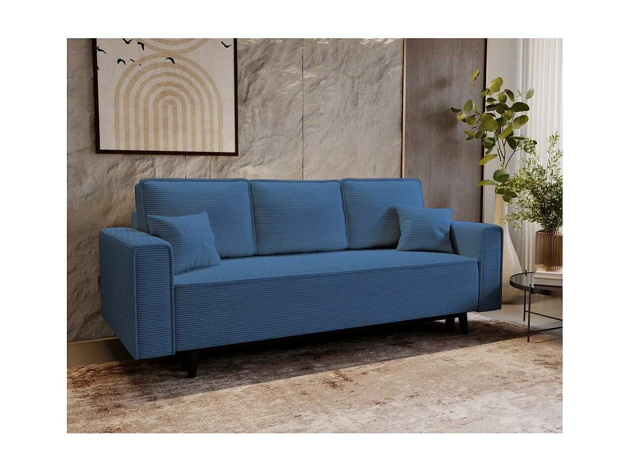 CANAPE 3 PLACES Monte avec fonction sommeil bleu
