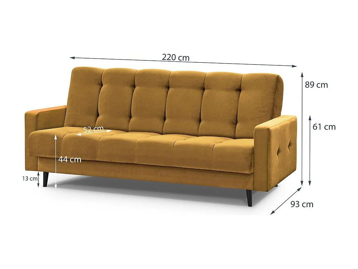 Canapé-lit 3 places Nancy Bis jaune