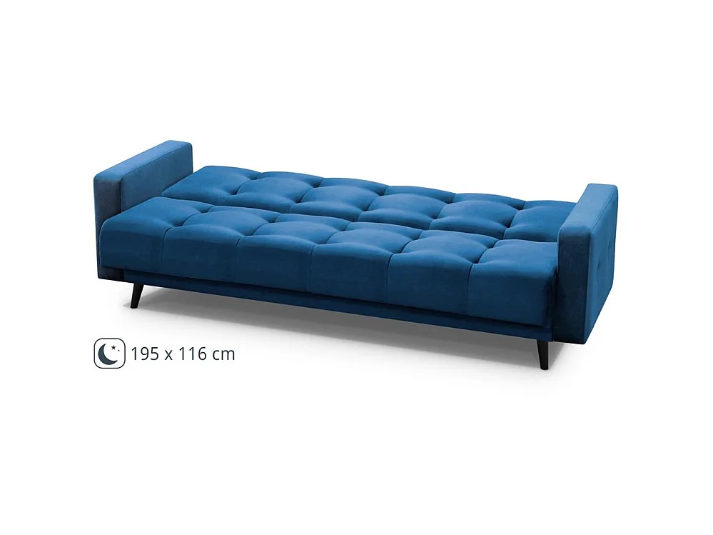 Canapé convertible clic-clac 3 places en tissu bleu foncé NANCY