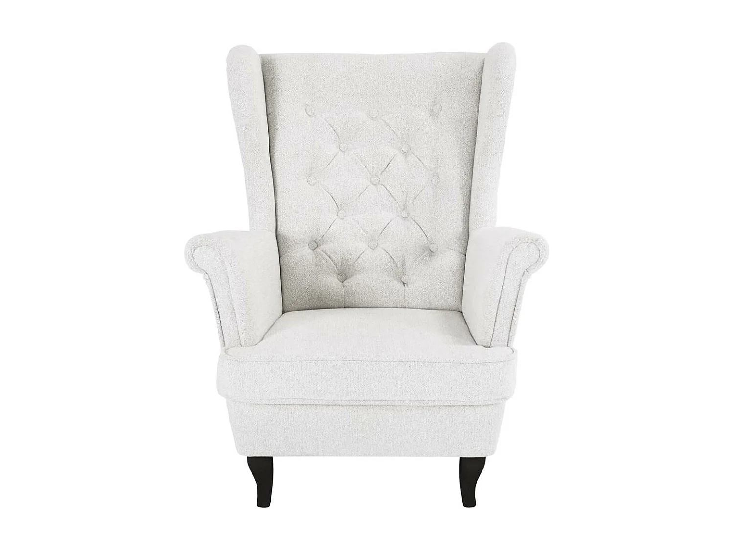 CHESTERFIELD-FAUTEUIL Falco beige clair avec pieds en bois wengé