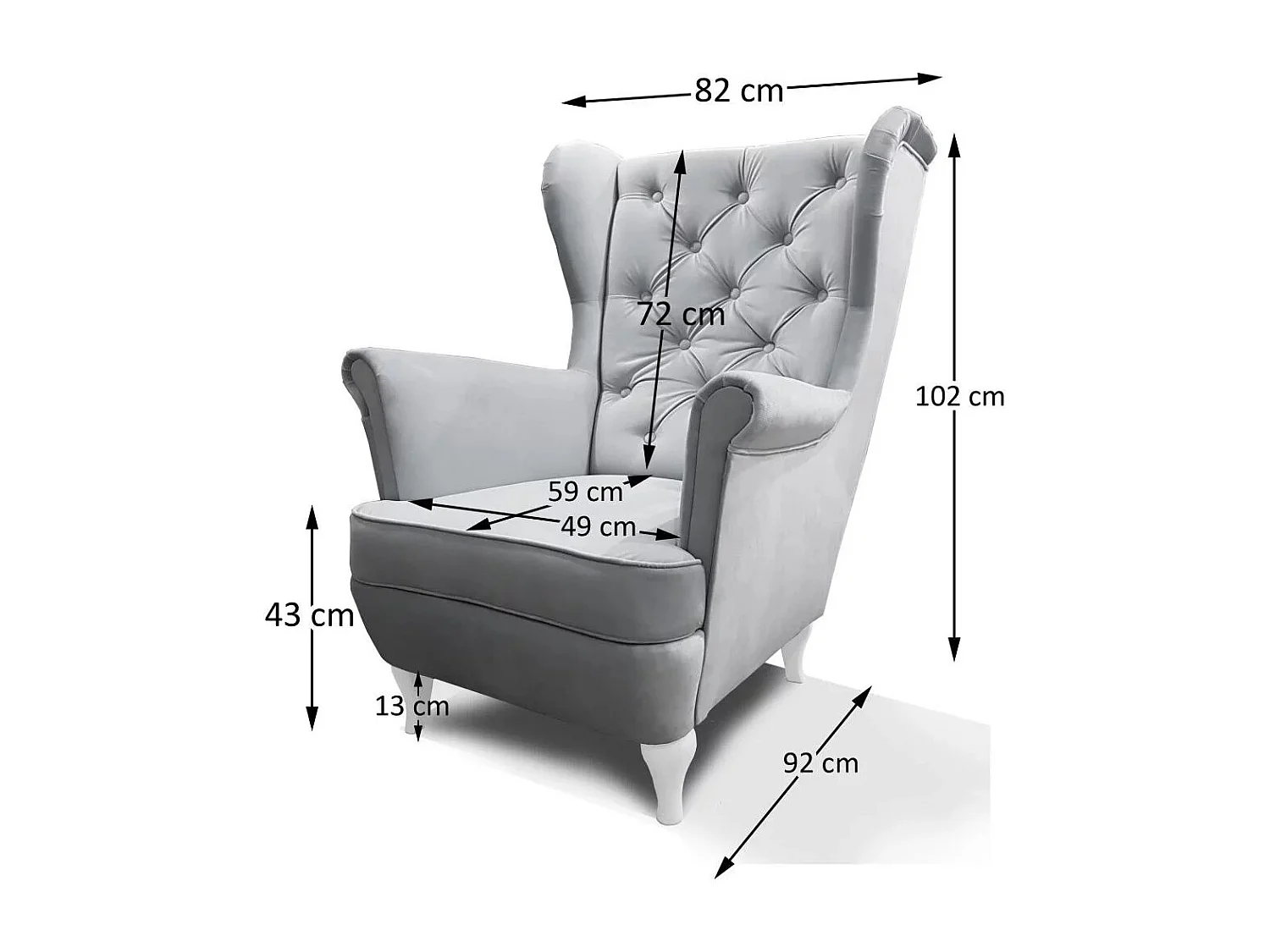 CHESTERFIELD-FAUTEUIL Falco beige clair avec pieds en bois wengé