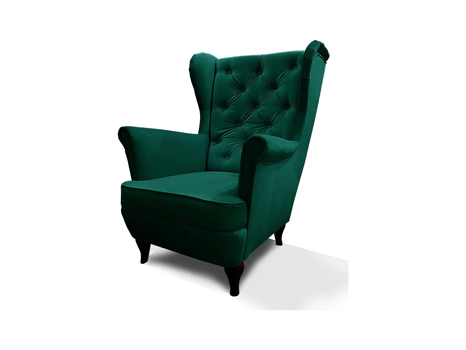 CHESTERFIELD-FAUTEUIL Falco vert avec pieds en bois