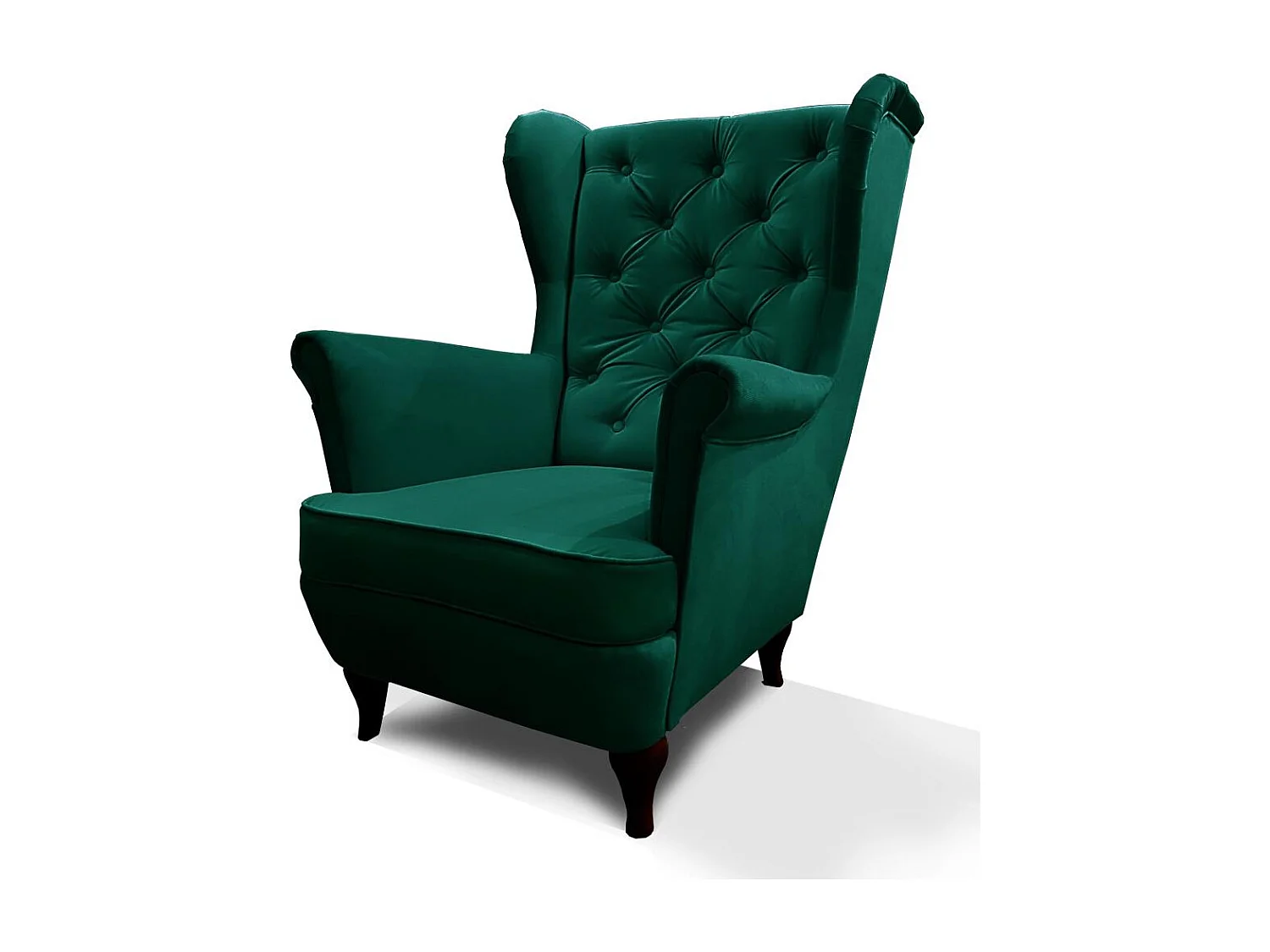 CHESTERFIELD-FAUTEUIL Falco vert avec pieds en bois