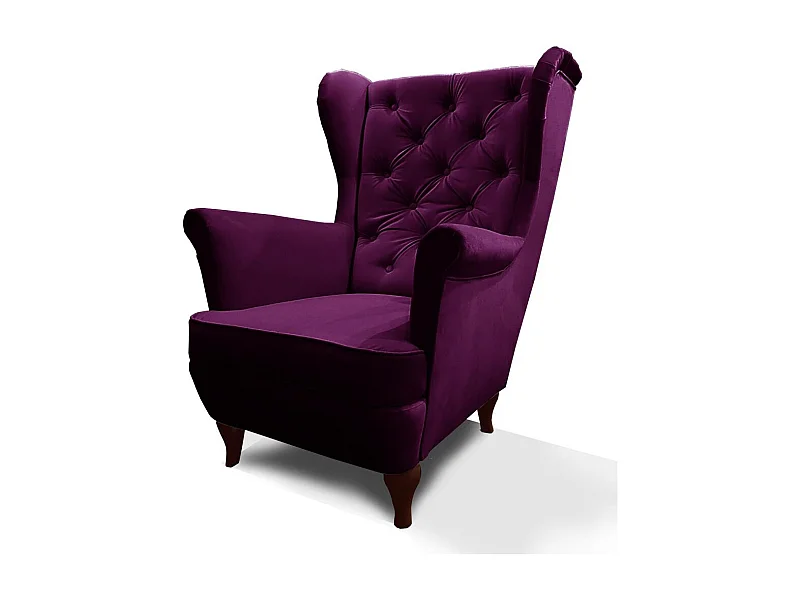 CHESTERFIELD-FAUTEUIL Falco violet avec pieds en bois