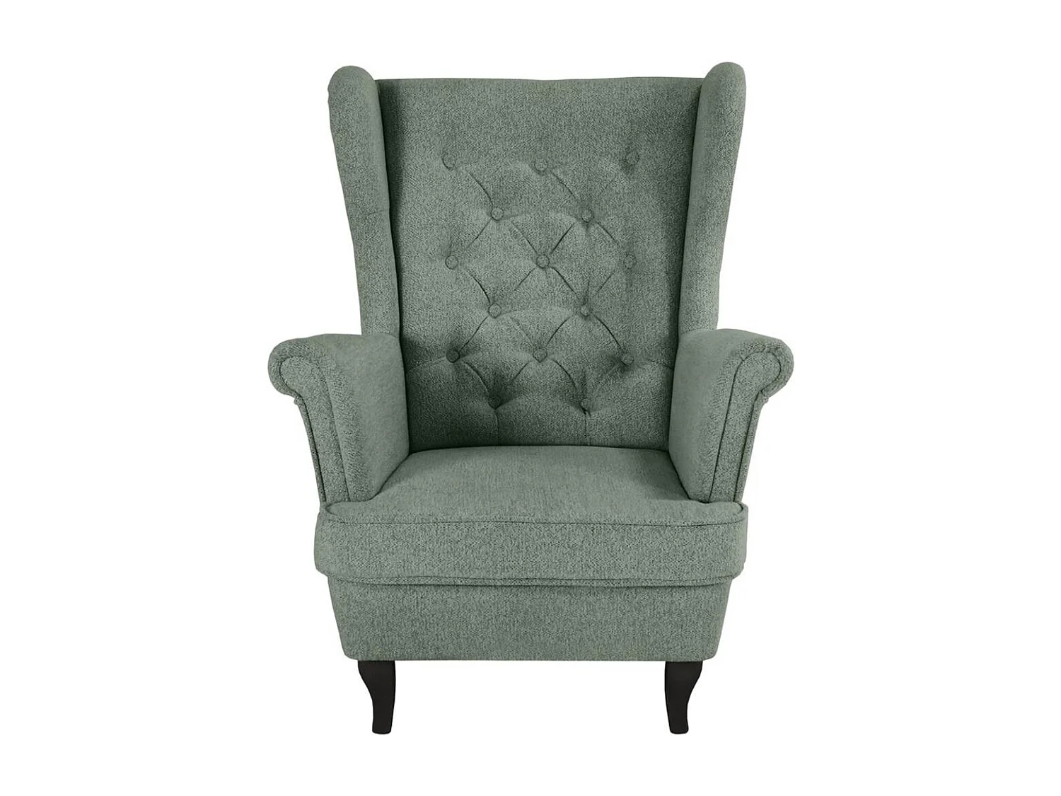 CHESTERFIELD-SESSEL Falco grün mit Wenge Holzbeinen