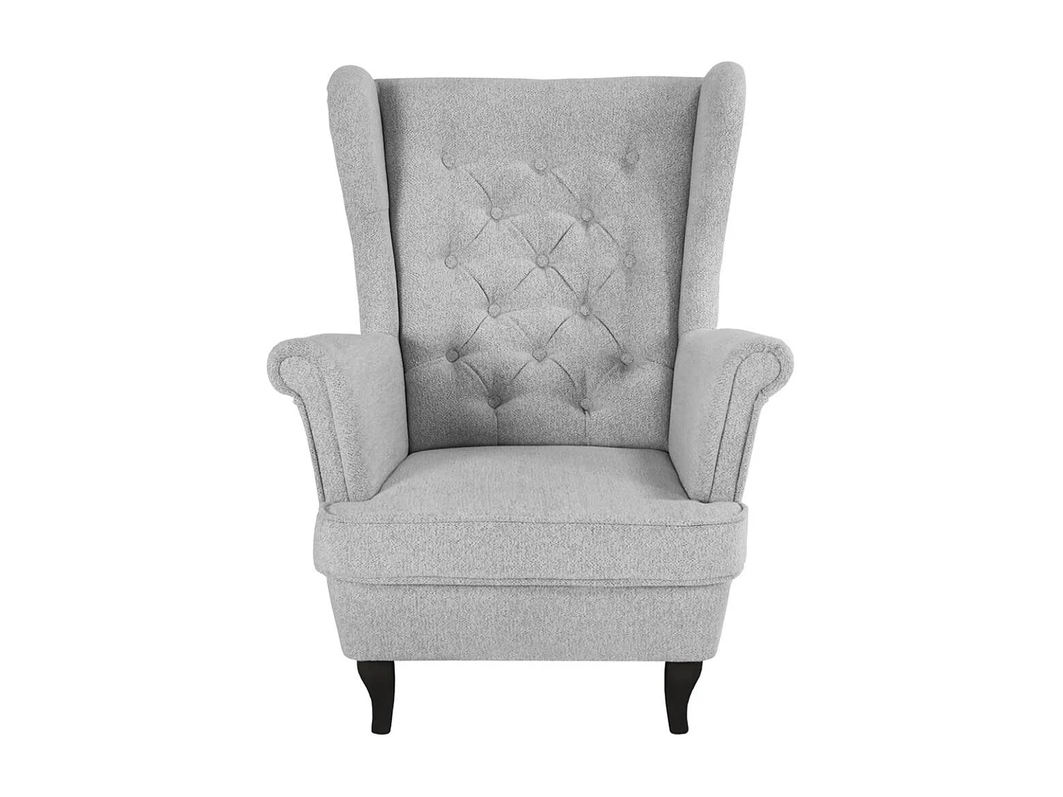 CHESTERFIELD-SESSEL Falco hellgrau mit Wenge Holzbeinen