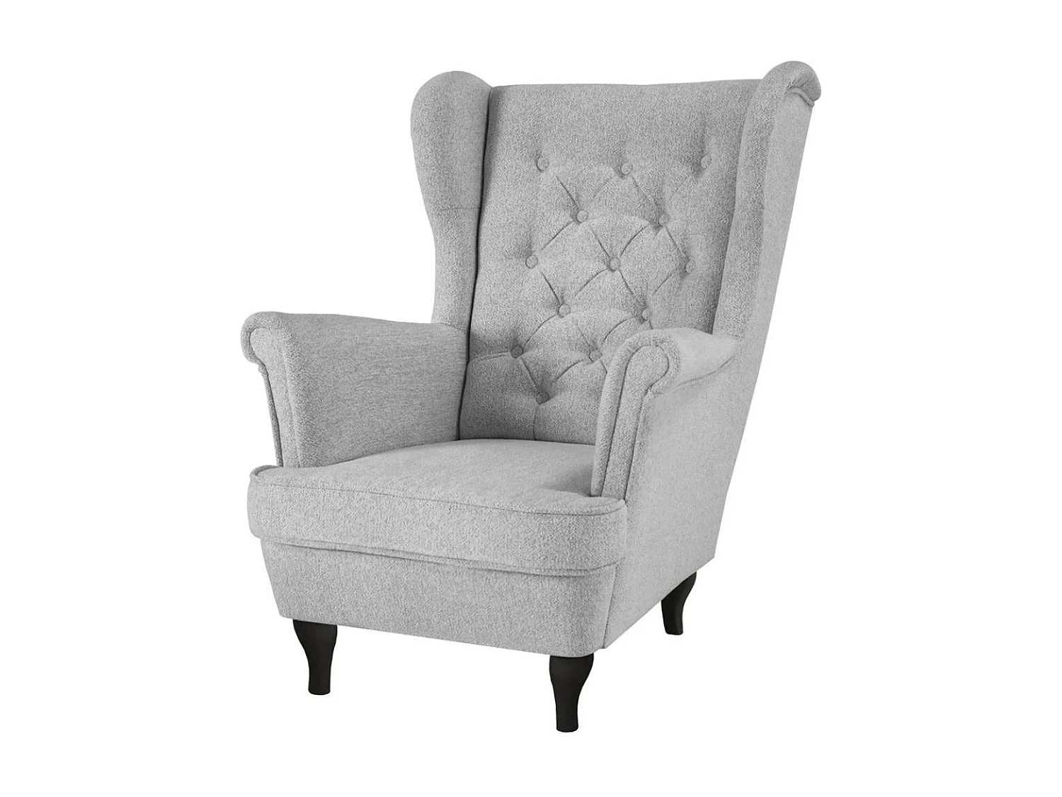 CHESTERFIELD-FAUTEUIL Falco gris clair avec pieds en bois wengé