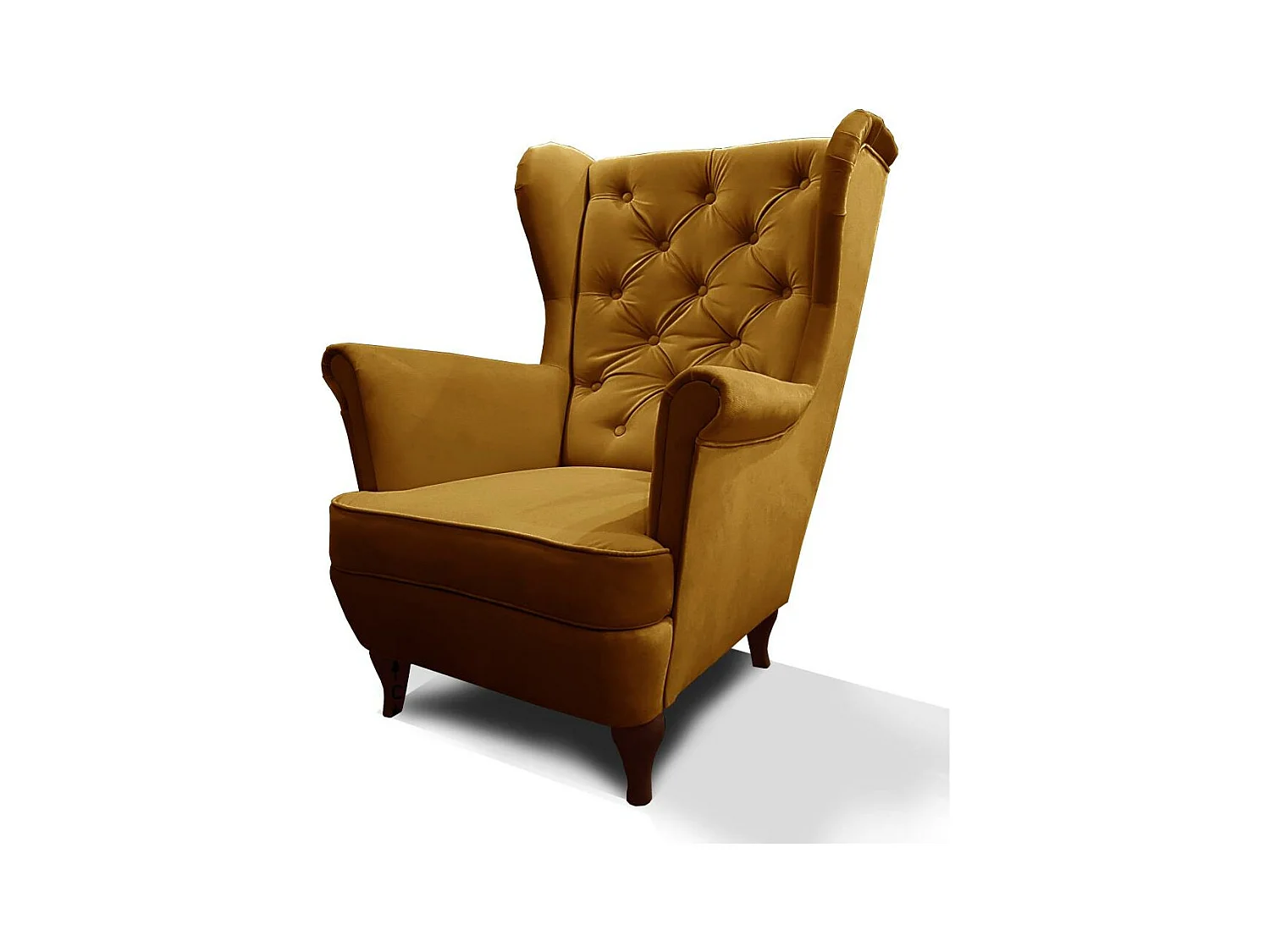 CHESTERFIELD-FAUTEUIL Falco jaune avec pieds en bois