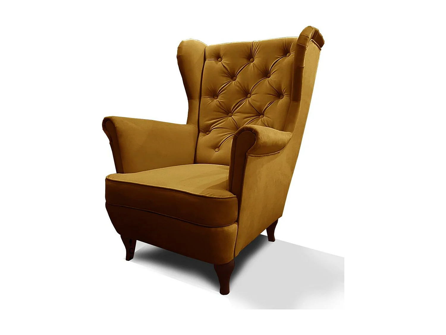 CHESTERFIELD-FAUTEUIL Falco jaune avec pieds en bois