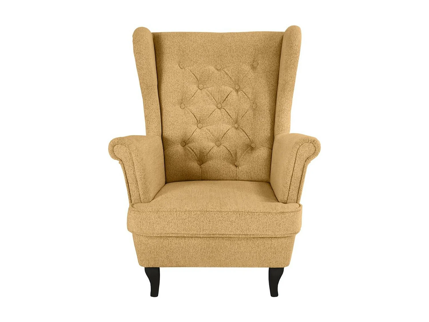 CHESTERFIELD-SESSEL Falco gelb mit Wenge Holzbeinen