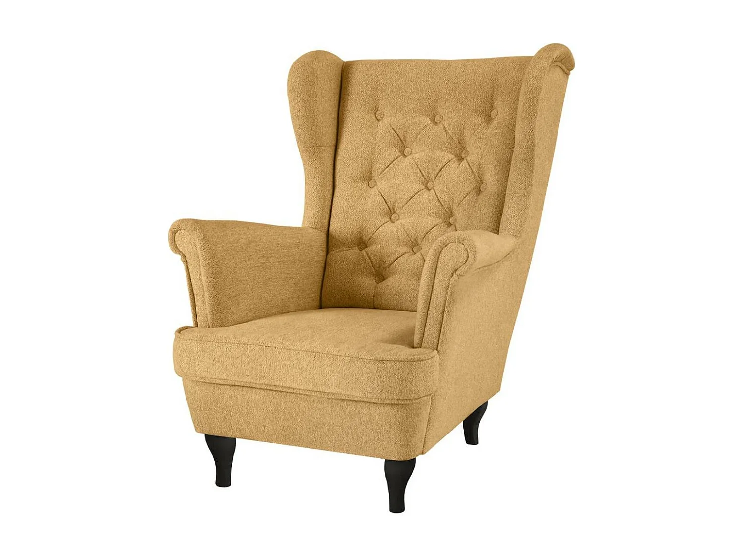 CHESTERFIELD-SESSEL Falco gelb mit Wenge Holzbeinen