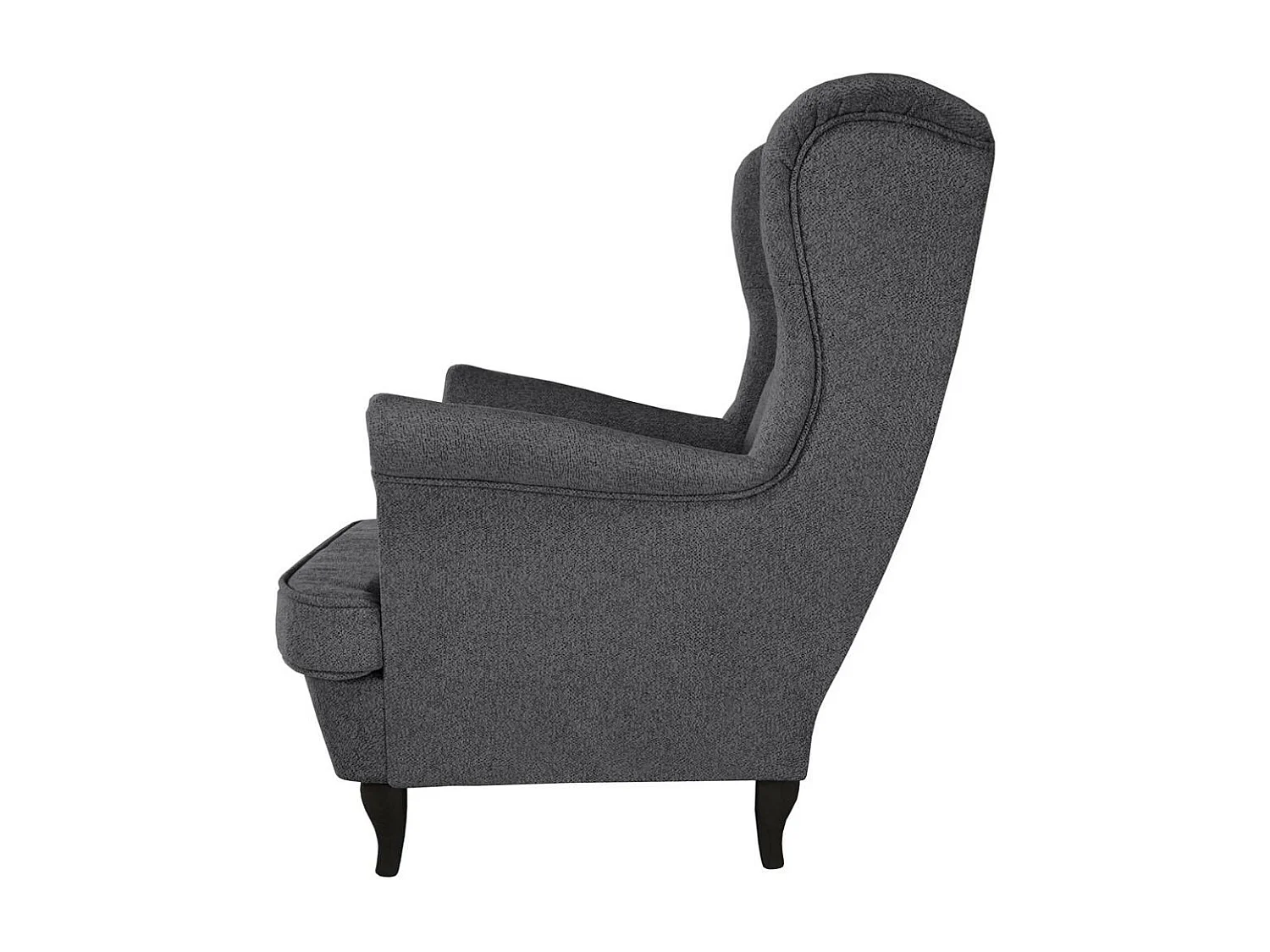 CHESTERFIELD-FAUTEUIL Falco gris foncé avec pieds en bois wengé