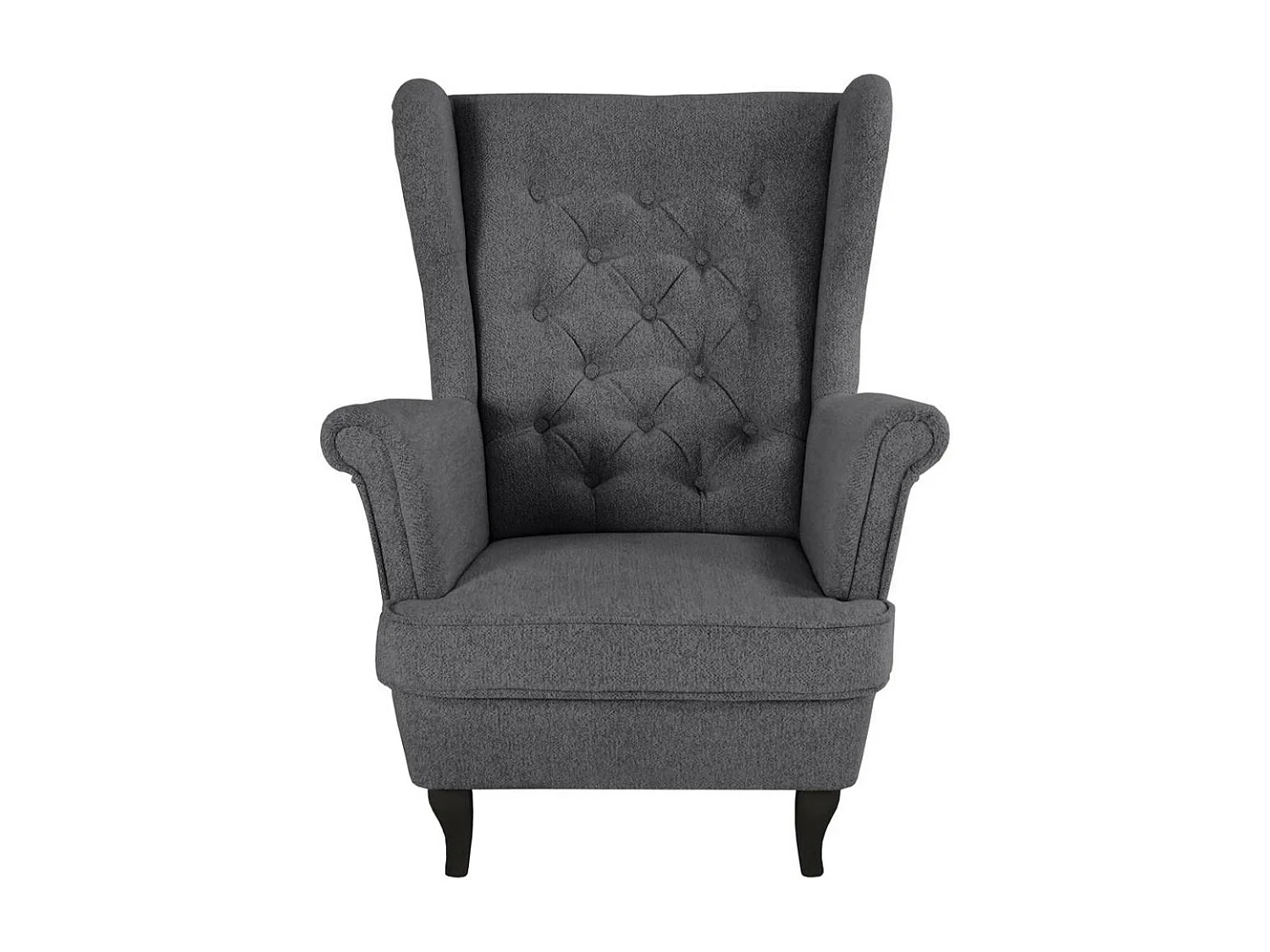 CHESTERFIELD-FAUTEUIL Falco gris foncé avec pieds en bois wengé