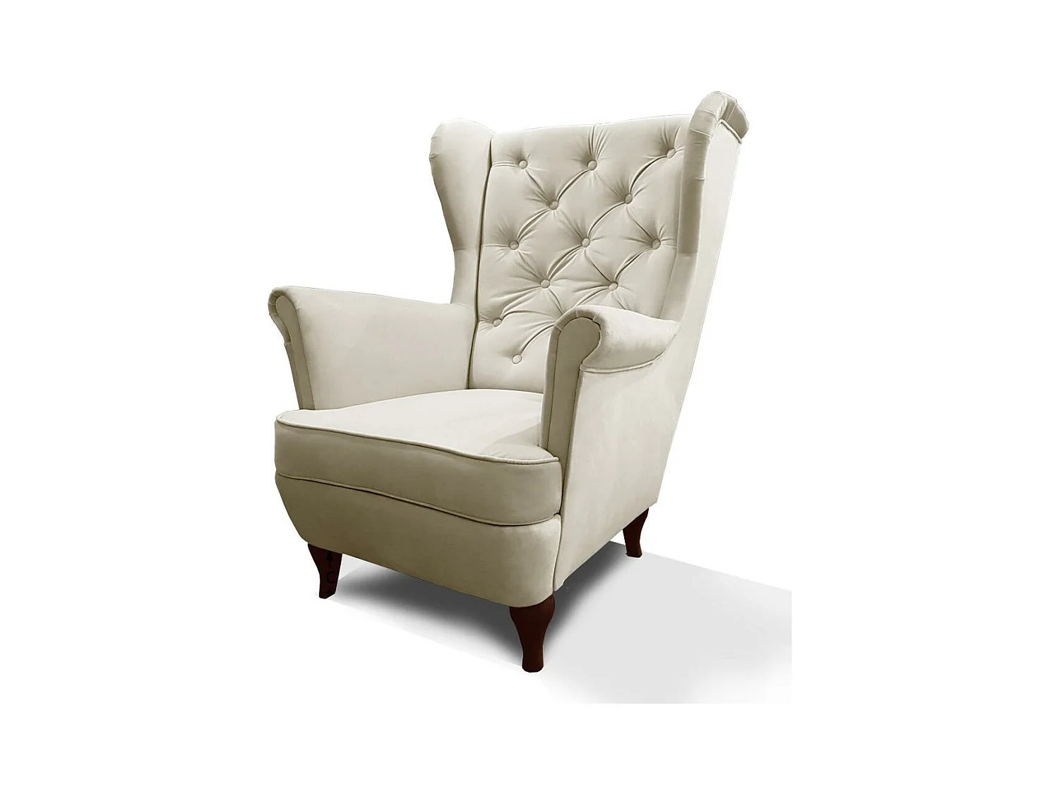 CHESTERFIELD-FAUTEUIL Falco beige avec pieds en bois