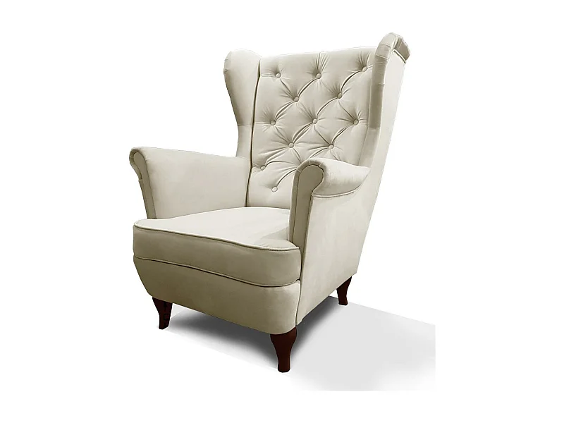 CHESTERFIELD-SESSEL Falco beige mit Holzbeinen