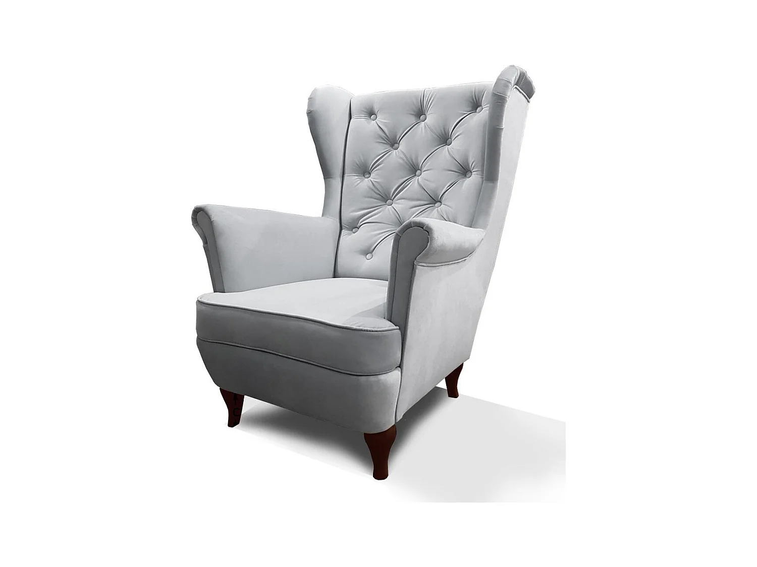 CHESTERFIELD-FAUTEUIL Falco gris clair avec pieds en bois