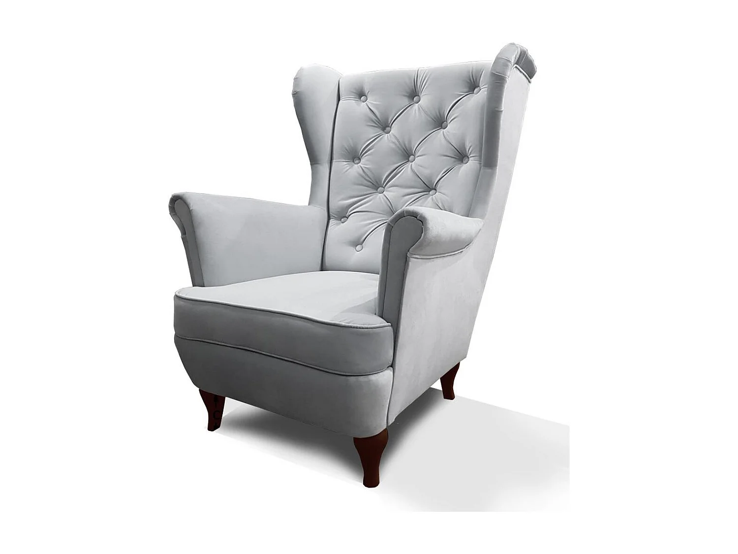 CHESTERFIELD-STOEL Falco lichtgrijs met houten poten